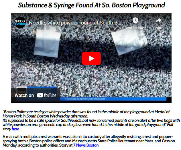 Substance &amp; Syringe Found At So. Boston Playground