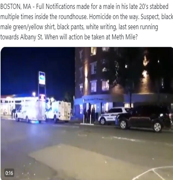 Male in his late 20’s stabbed multiple times inside the roundhouse. Homicide on the way.