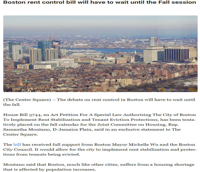 Rent Control Bill In Boston