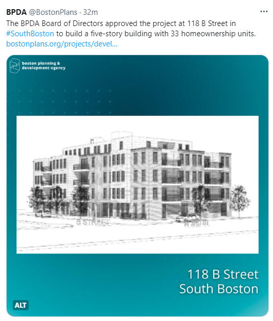 The BPDA Board of Directors approved the project at 118 B Street