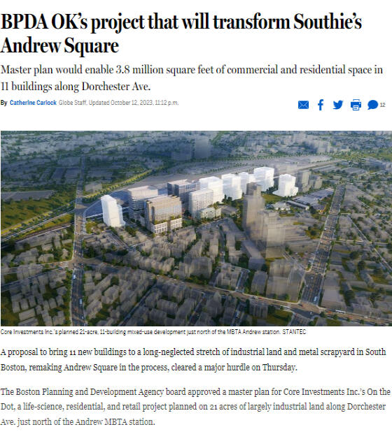 Core Investment's OTD PDA Master Plan receives BPDA approval